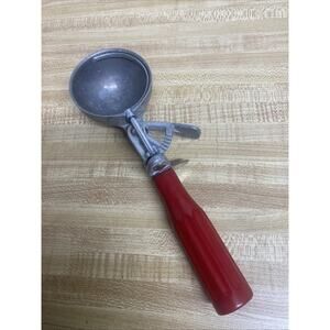 Ice Cream Scooper Kitchen Tool Peerless Stainless Steel 2 1/2” Bowl Red Handle